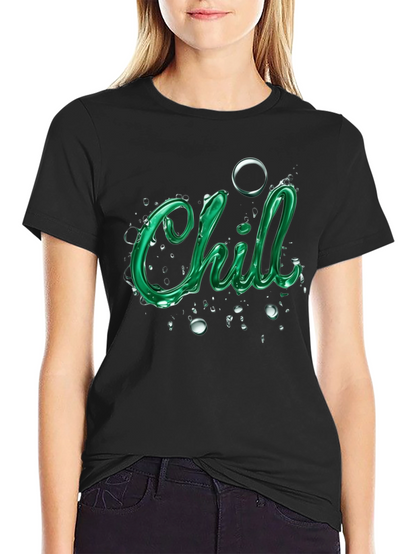 Camiseta Negra con Diseño Chill Verde