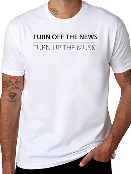 Camiseta Negra: Apaga las Noticias Sube la Música