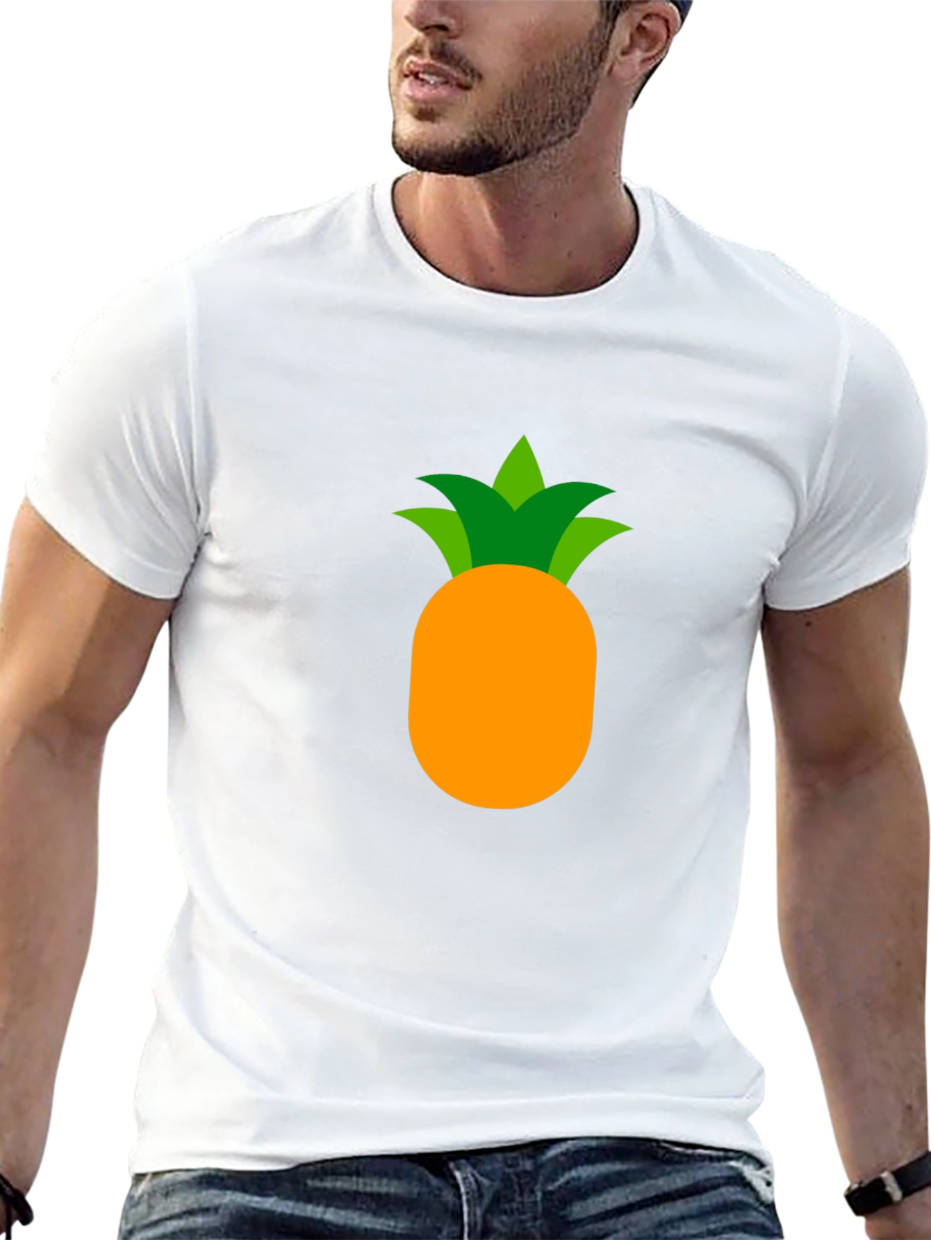 Camiseta Negra con Diseño de Piña Tropical