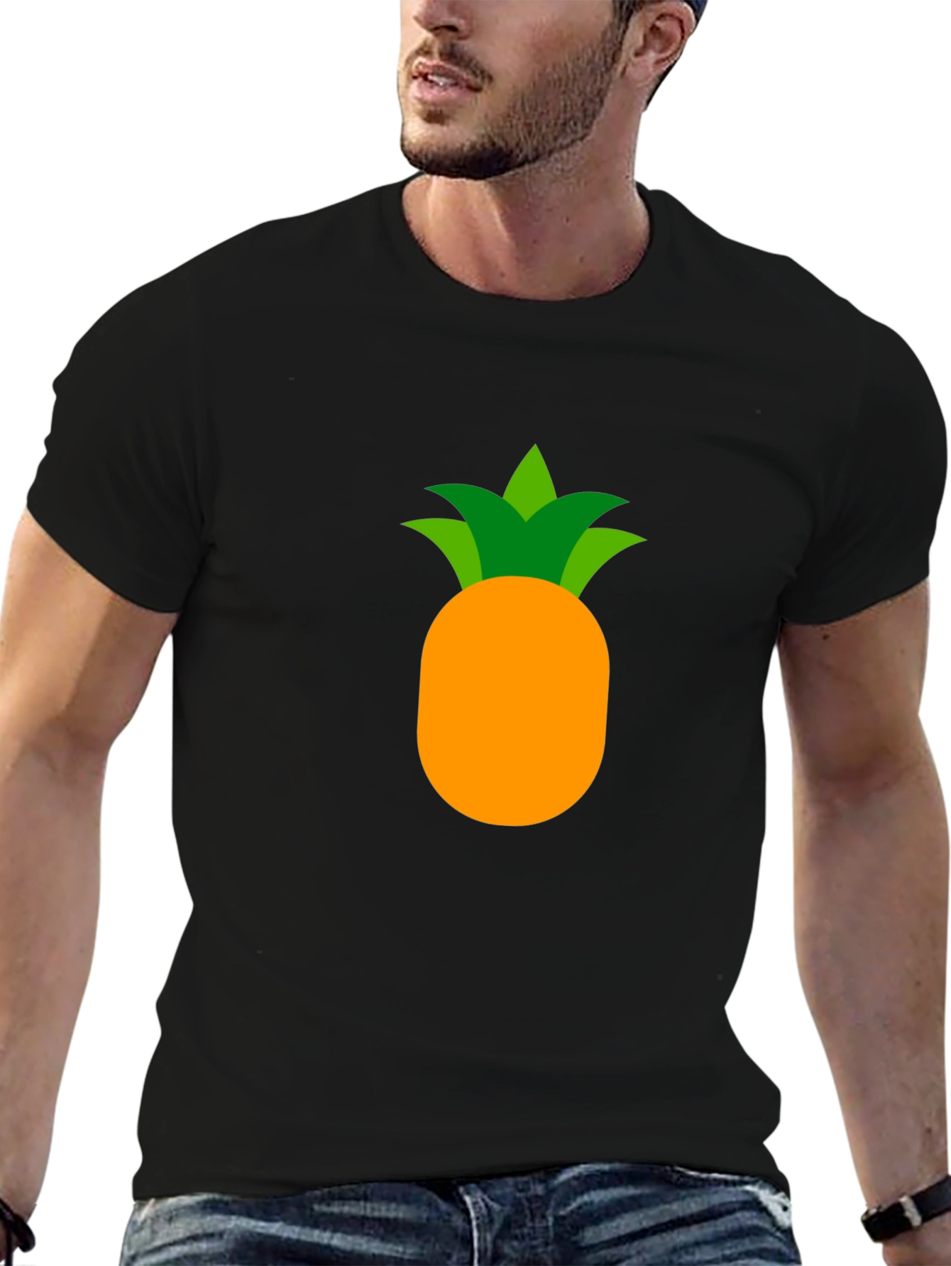 Camiseta Negra con Diseño de Piña Tropical