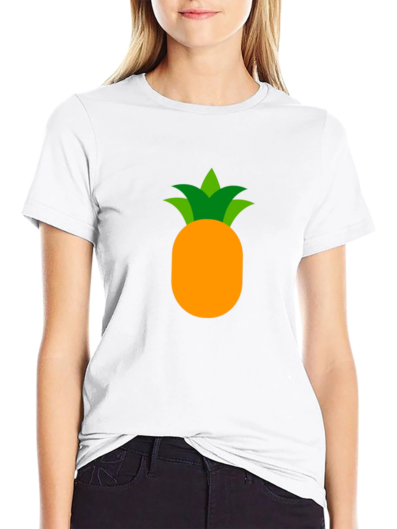 Camiseta Negra con Diseño de Piña Tropical