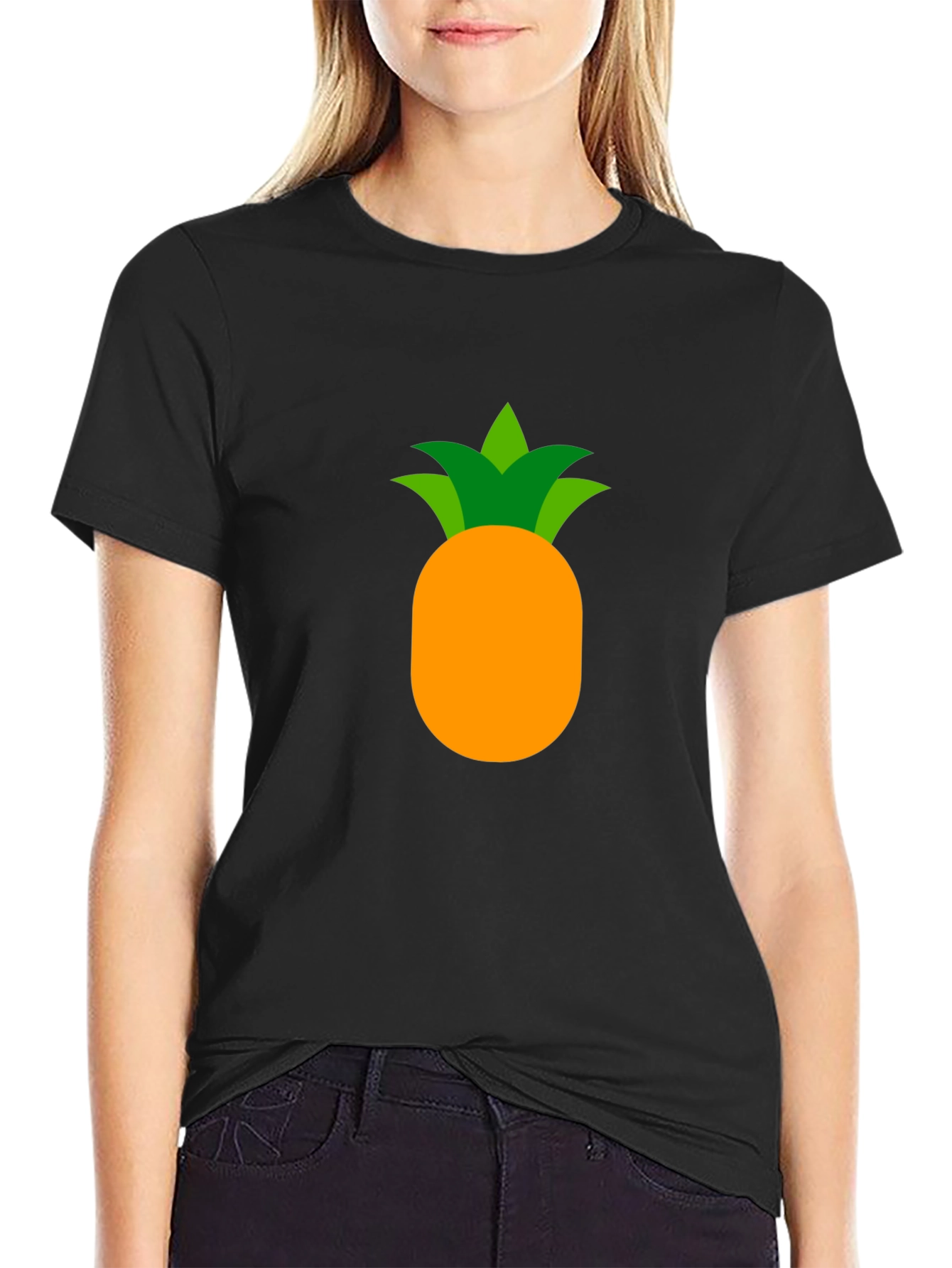 Camiseta Negra con Diseño de Piña Tropical