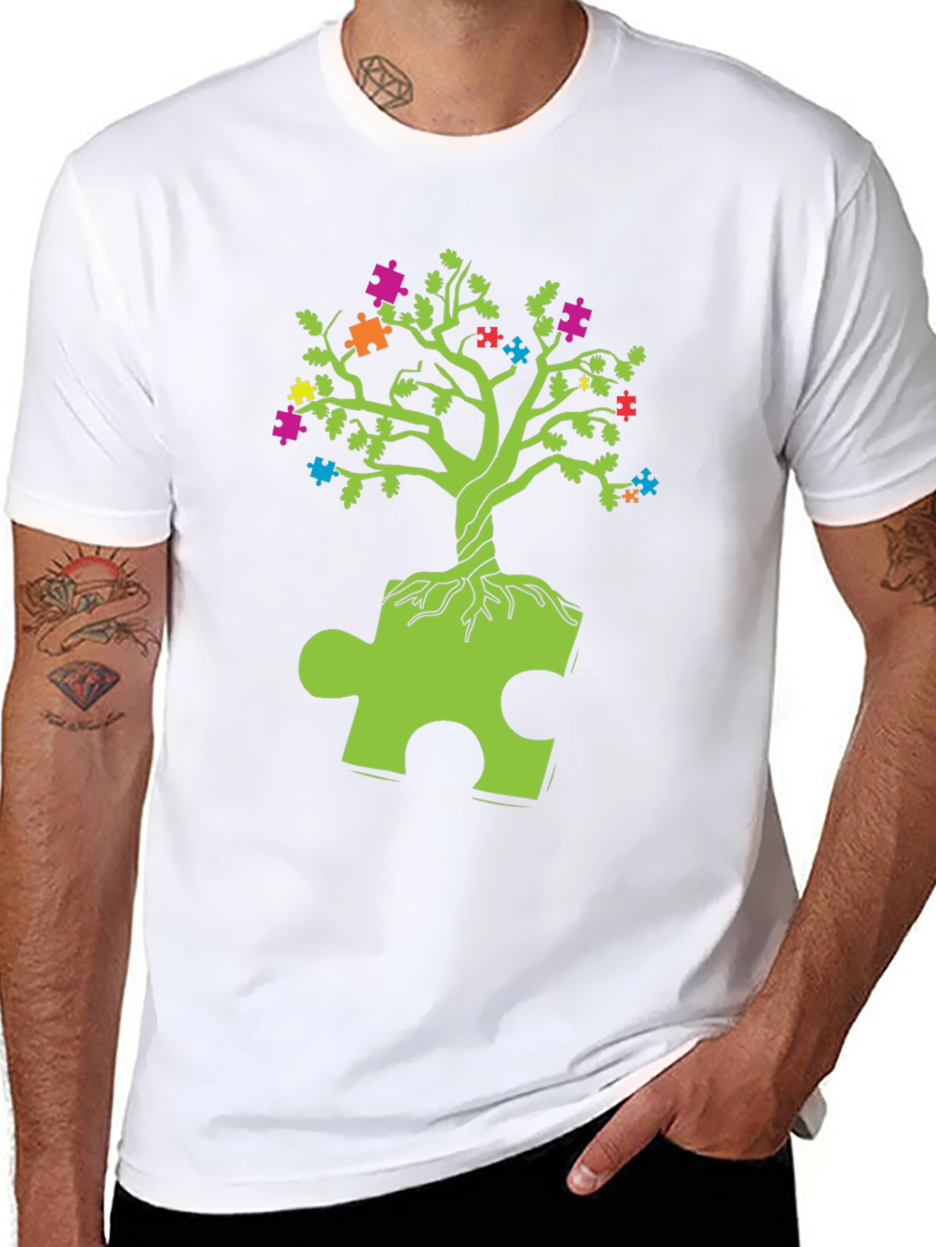 Camiseta Negra Árbol Autismo - Conciencia y Estilo
