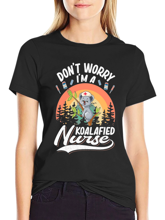 Camiseta Negra Koala Enfermera: ¡No te preocupes soy una enfermera koalificada!