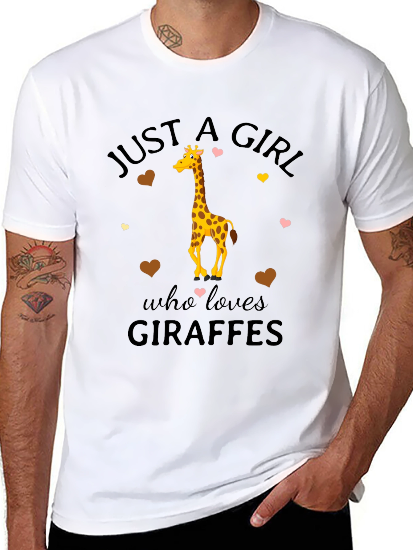 Camiseta Negra Just a Girl Who Loves Giraffes
