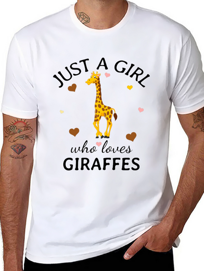Camiseta Negra Just a Girl Who Loves Giraffes