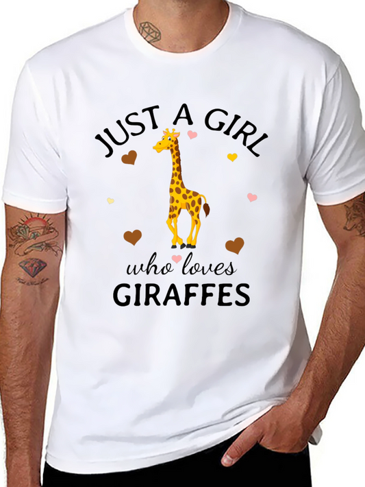Camiseta Negra Just a Girl Who Loves Giraffes