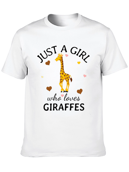 Camiseta Negra Just a Girl Who Loves Giraffes