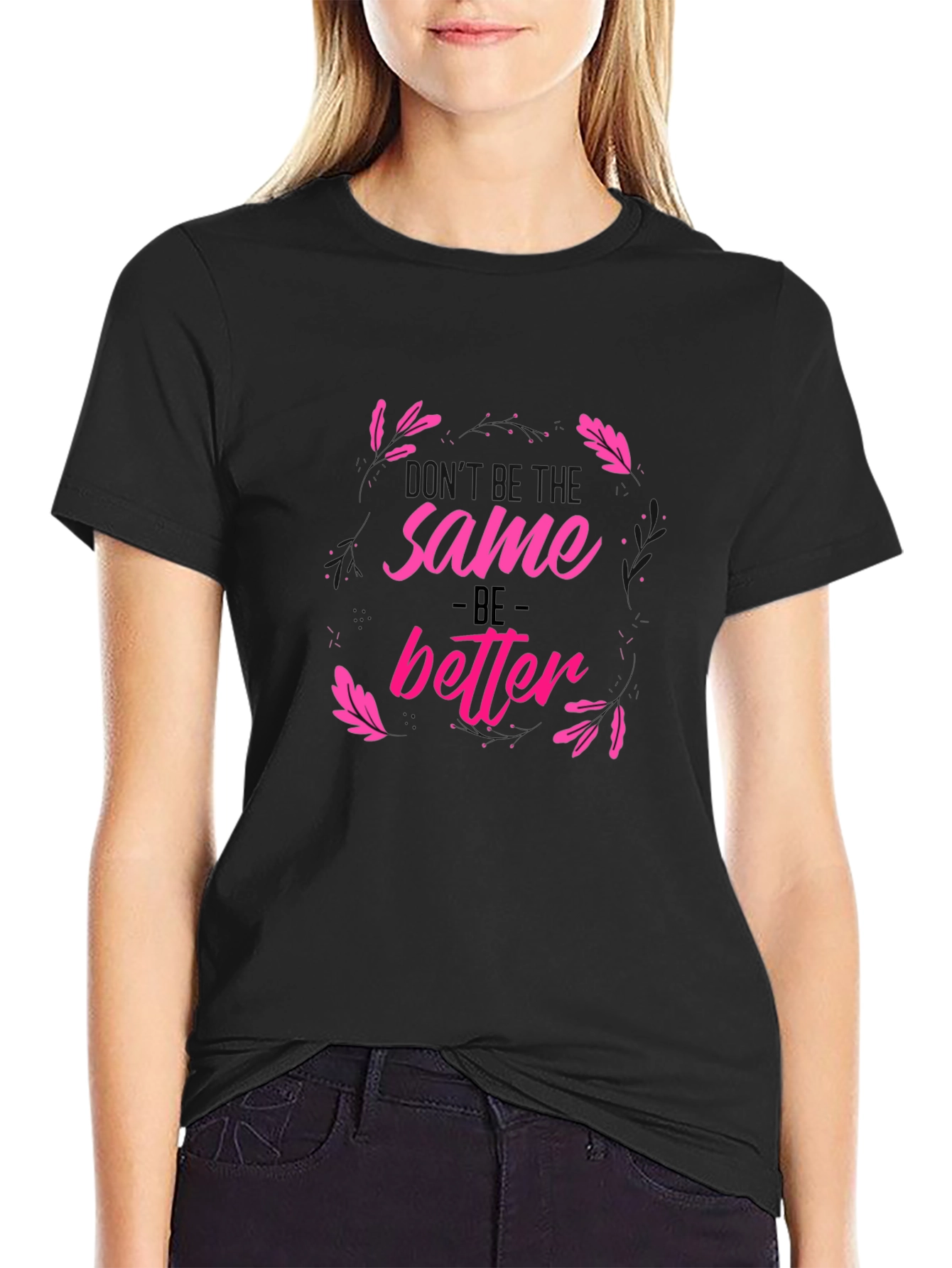 Camiseta Negra Estampada Sé Mejor