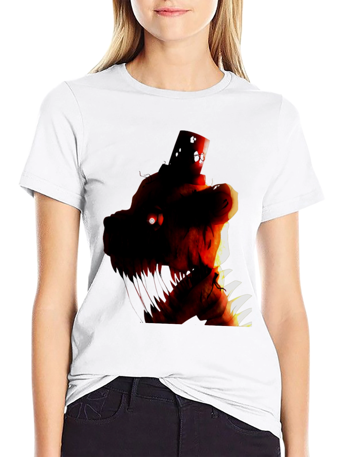 Camiseta Negra con Diseño Gráfico de Personaje Monstruoso