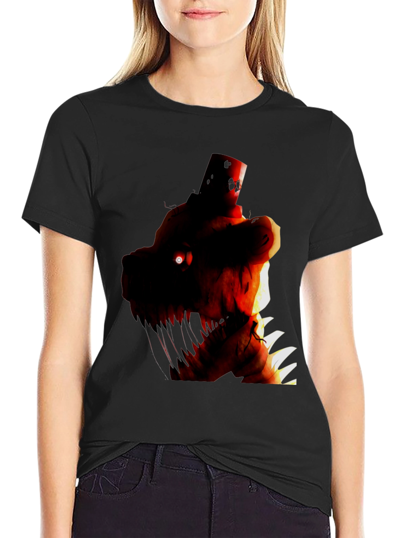 Camiseta Negra con Diseño Gráfico de Personaje Monstruoso
