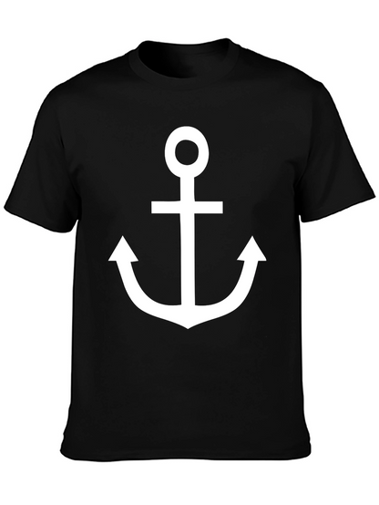 Camiseta Negra con Ancla Blanca Estilo Náutico