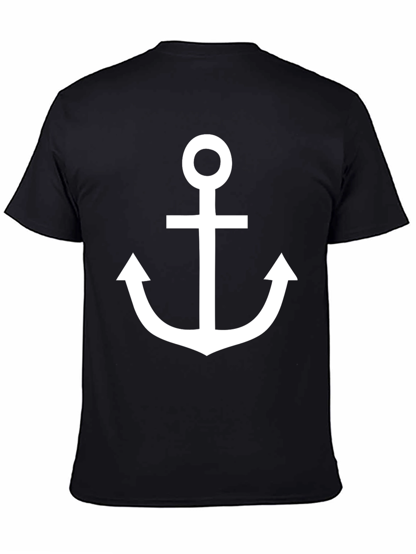 Camiseta Negra con Ancla Blanca Estilo Náutico