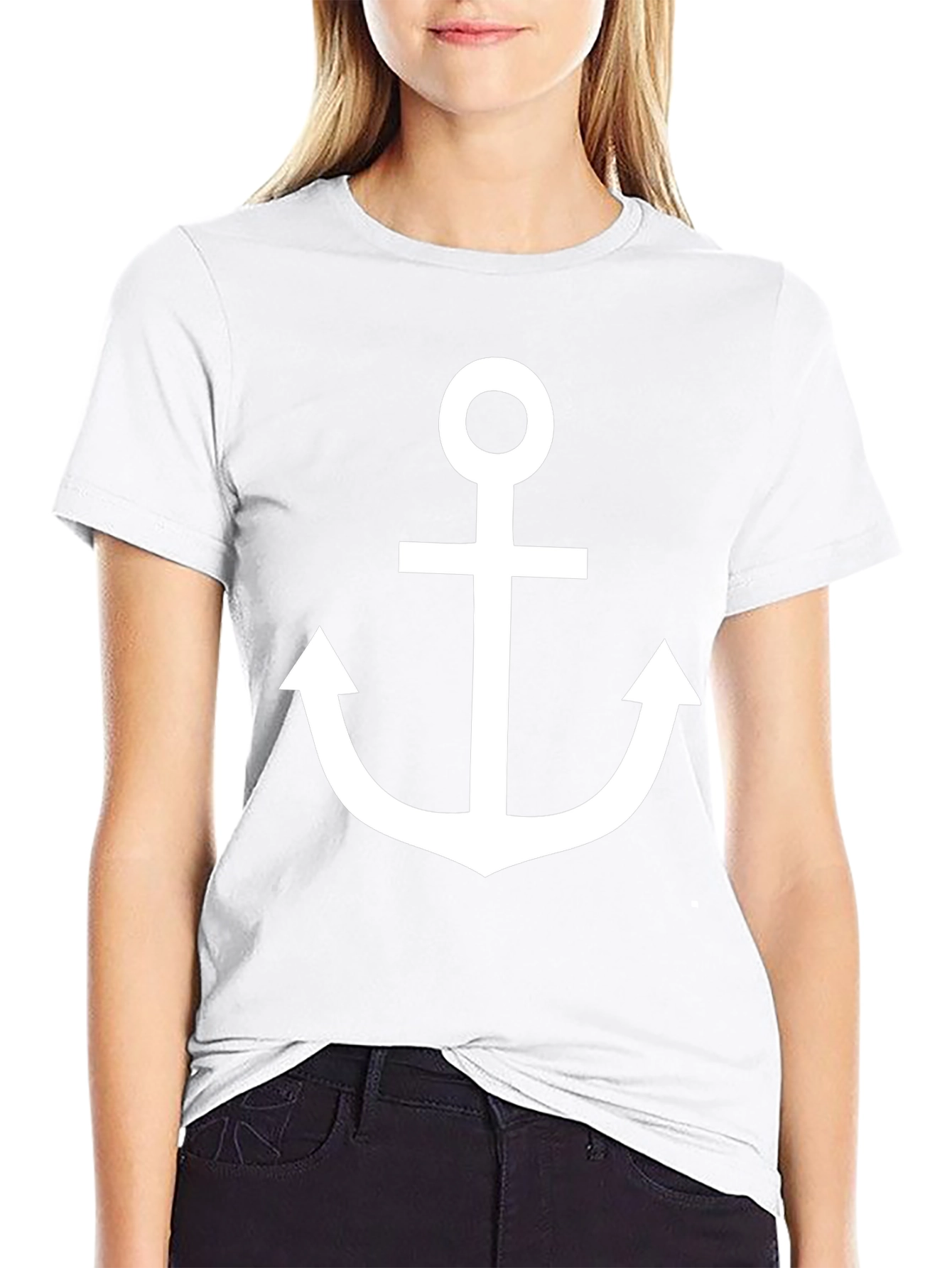 Camiseta Negra con Ancla Blanca Estilo Náutico