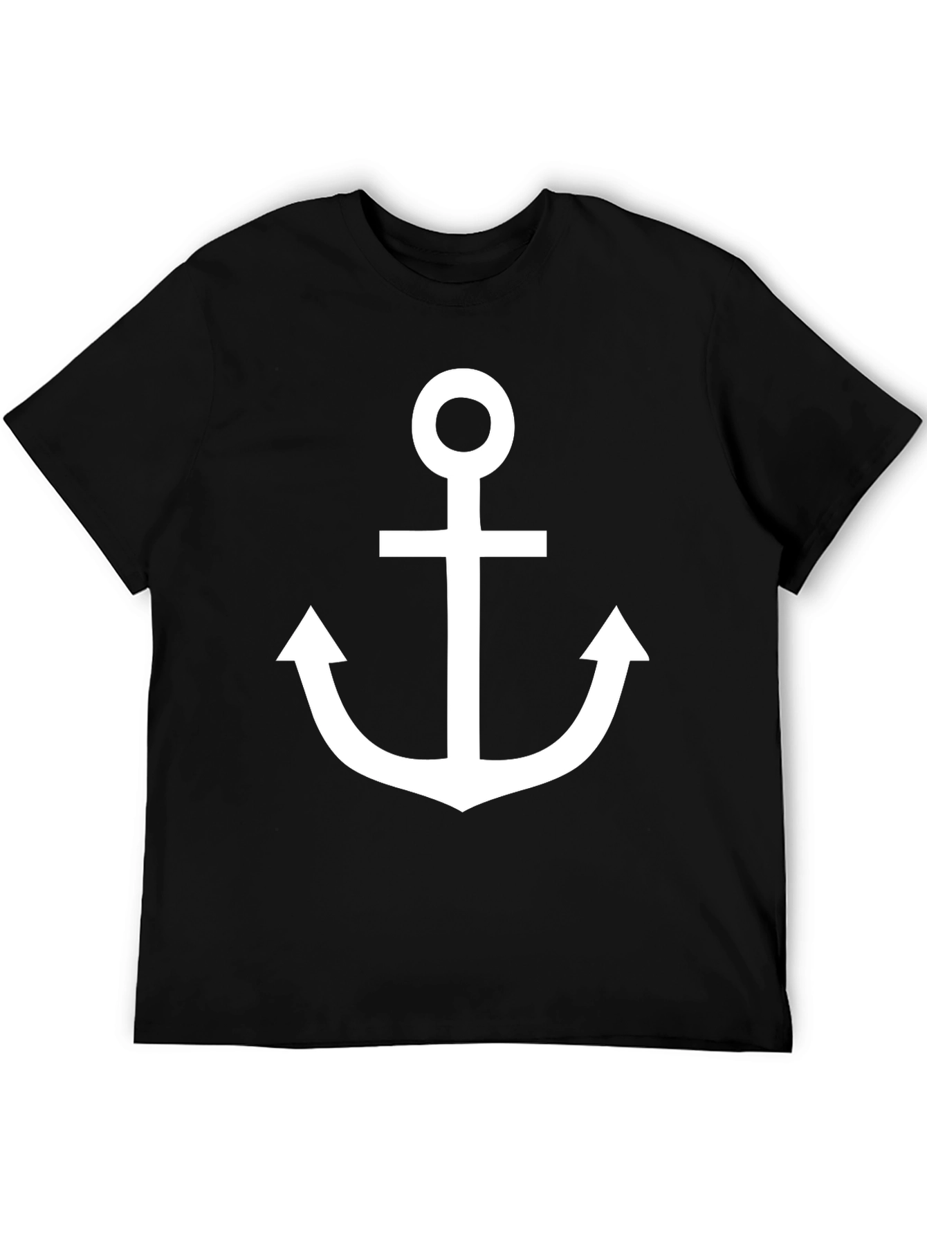 Camiseta Negra con Ancla Blanca Estilo Náutico