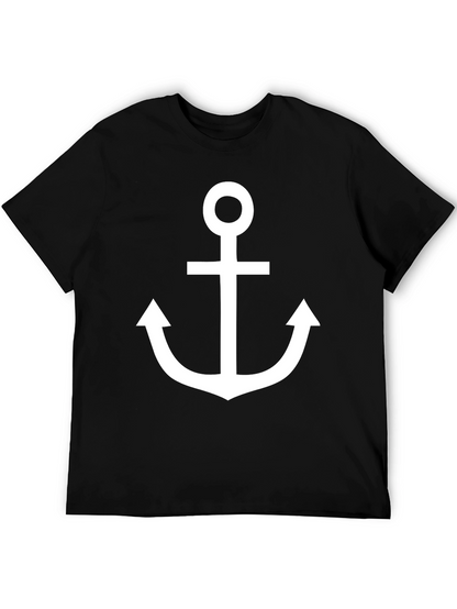Camiseta Negra con Ancla Blanca Estilo Náutico