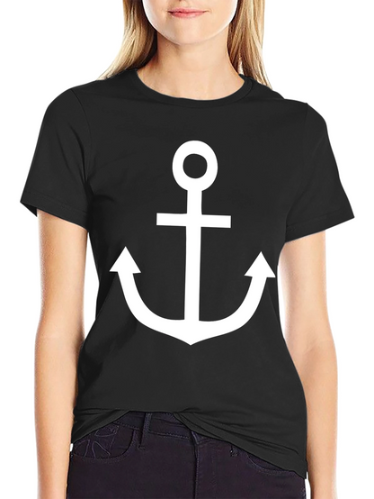 Camiseta Negra con Ancla Blanca Estilo Náutico