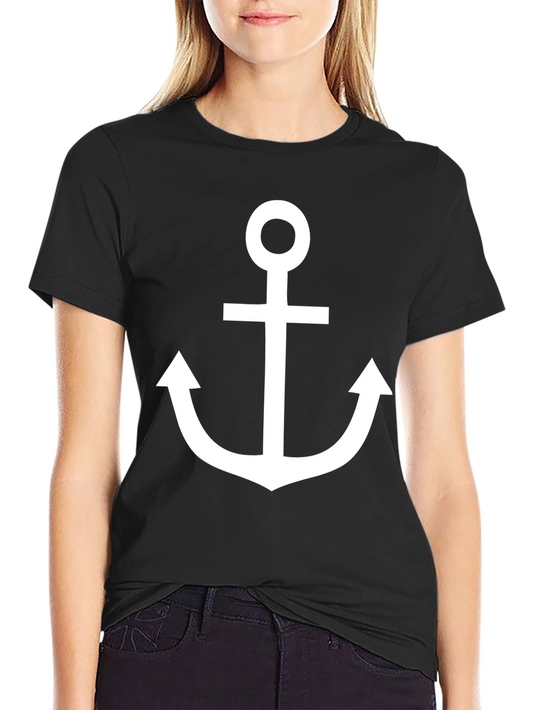 Camiseta Negra con Ancla Blanca Estilo Náutico