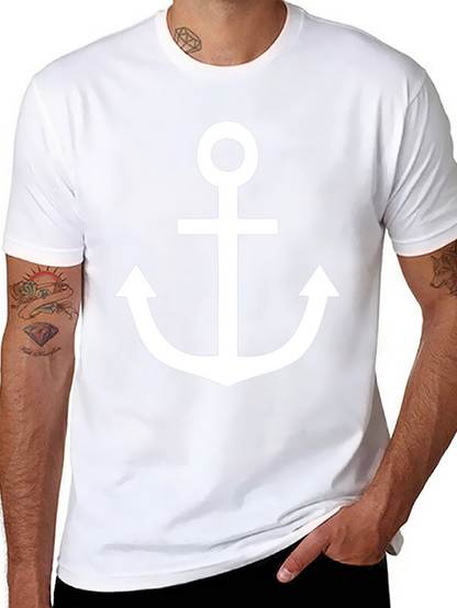 Camiseta Negra con Ancla Blanca Estilo Náutico