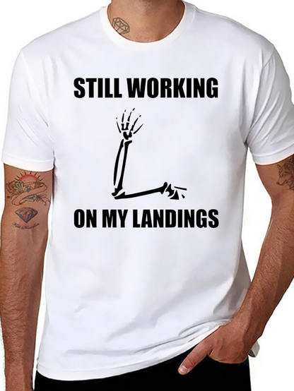 Camiseta Negra Humor Huesos: Aterrizajes Pendientes