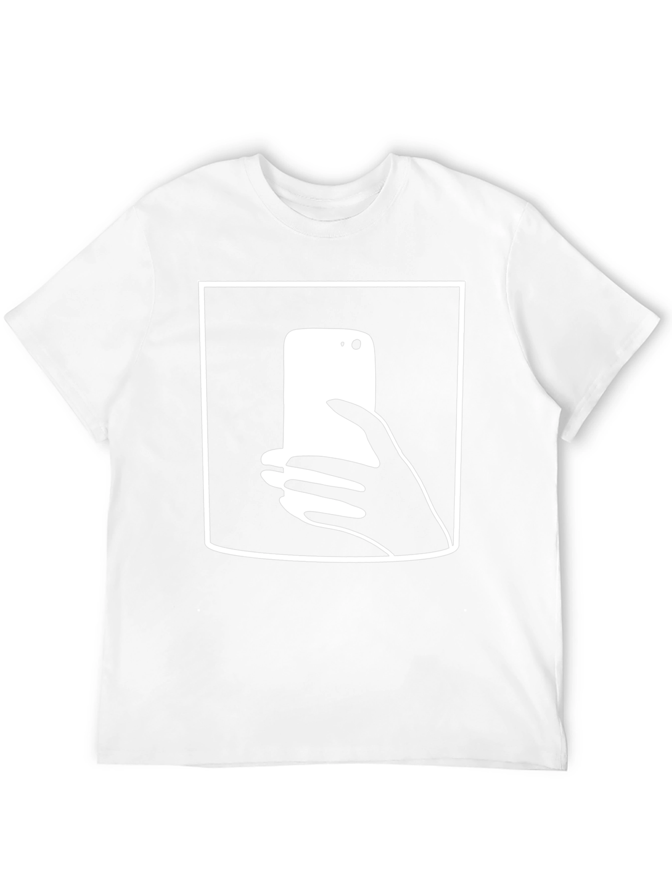 Camiseta Negra con Diseño de Smartphone y Mano