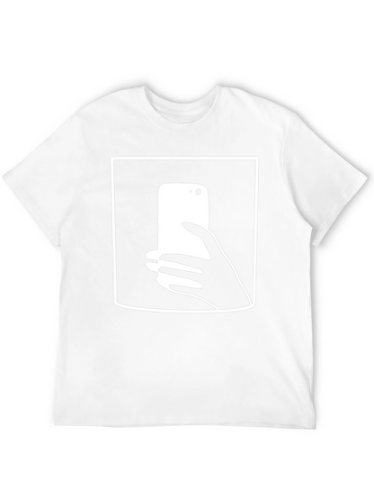 Camiseta Negra con Diseño de Smartphone y Mano