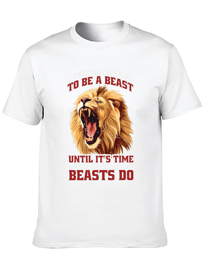 Camiseta Negra con Diseño de León Feroz