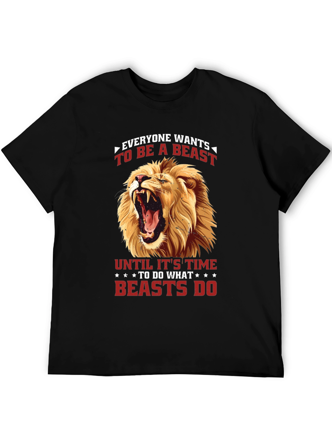 Camiseta Negra con Diseño de León Feroz