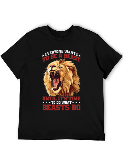 Camiseta Negra con Diseño de León Feroz