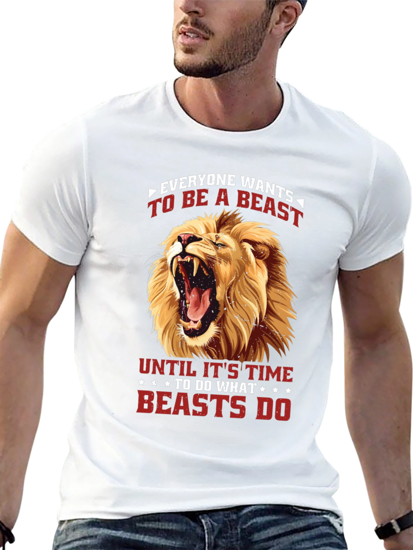Camiseta Negra con Diseño de León Feroz
