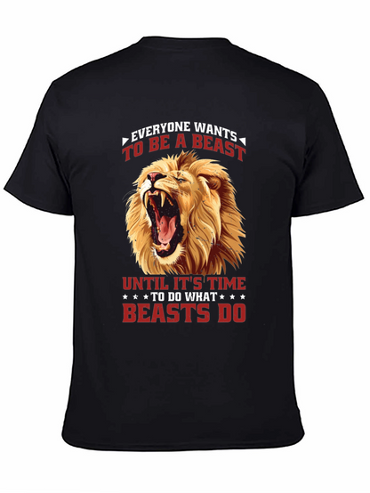 Camiseta Negra con Diseño de León Feroz