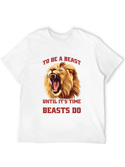 Camiseta Negra con Diseño de León Feroz