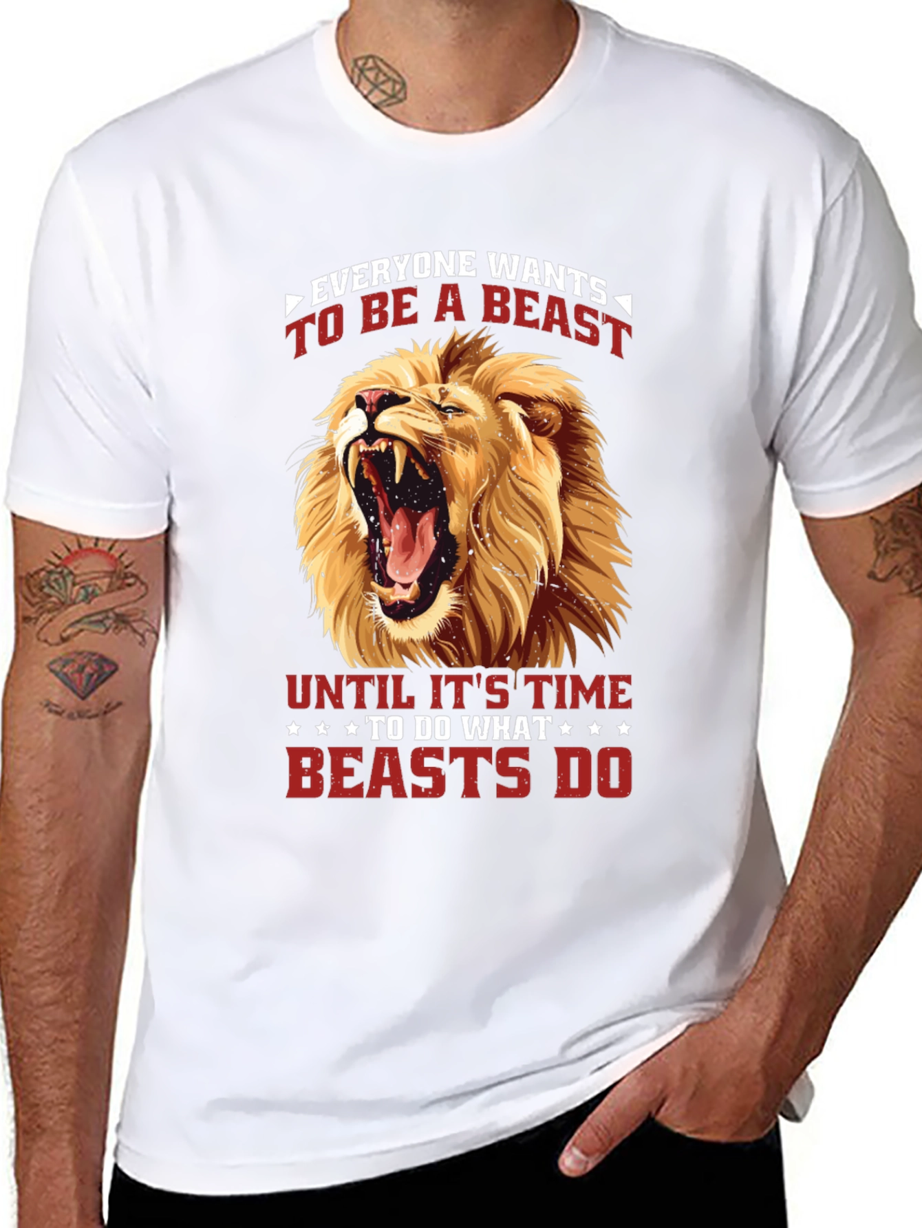 Camiseta Negra con Diseño de León Feroz