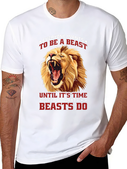 Camiseta Negra con Diseño de León Feroz