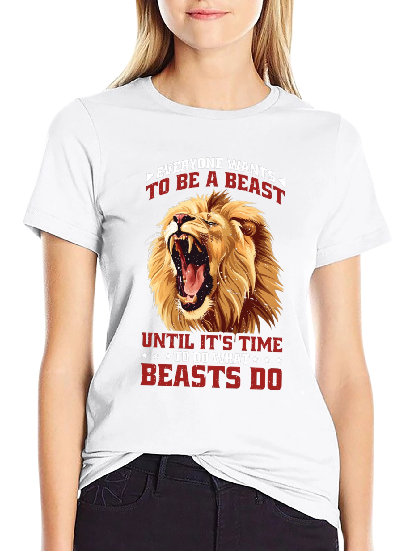 Camiseta Negra con Diseño de León Feroz