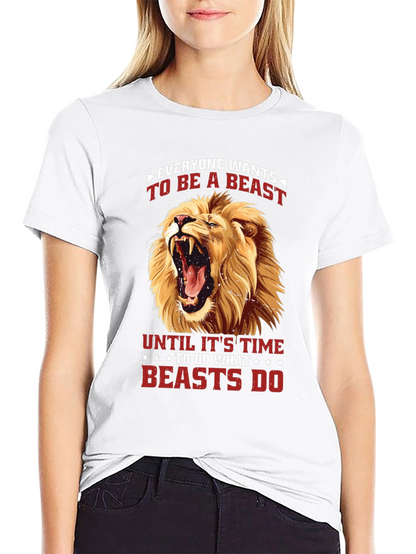 Camiseta Negra con Diseño de León Feroz