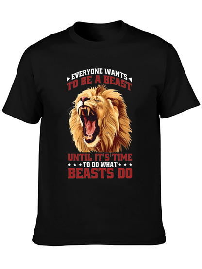 Camiseta Negra con Diseño de León Feroz