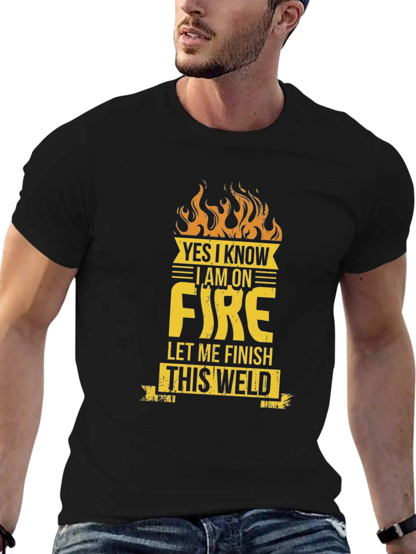 Camiseta Negra On Fire para Soldador