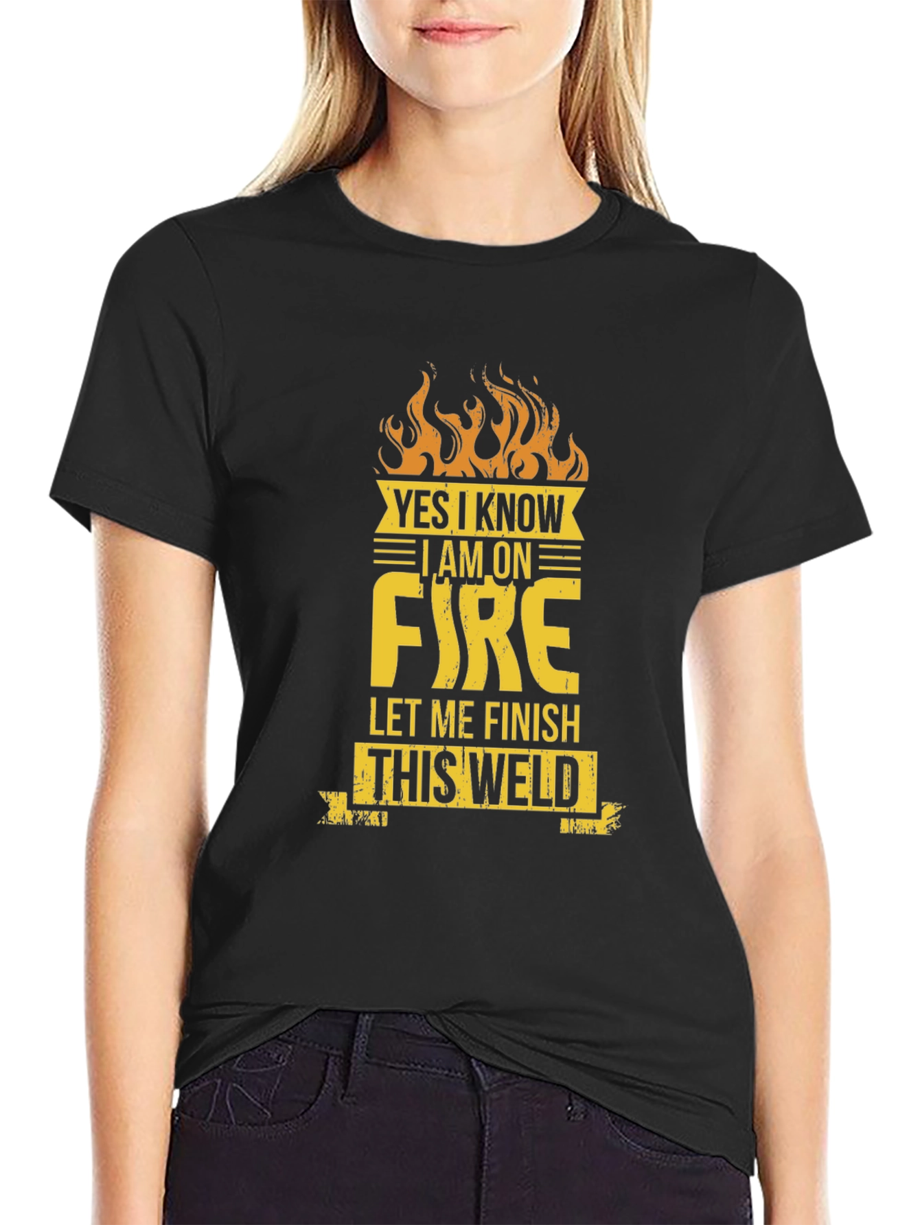 Camiseta Negra On Fire para Soldador