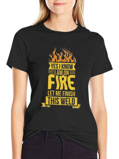 Camiseta Negra On Fire para Soldador