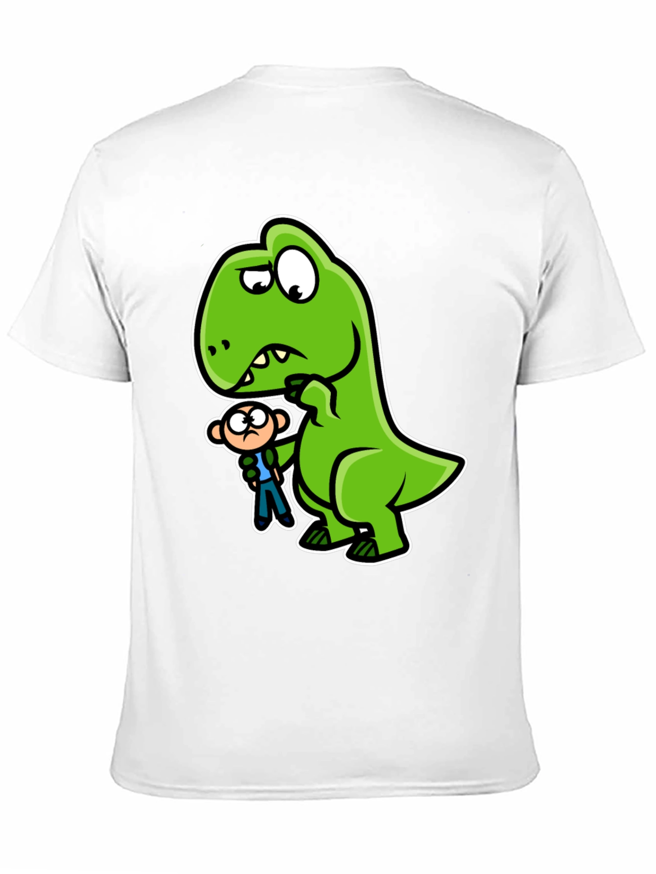 Camiseta Negra Dinosaurio y Persona Divertido