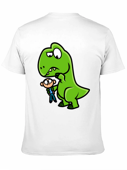 Camiseta Negra Dinosaurio y Persona Divertido