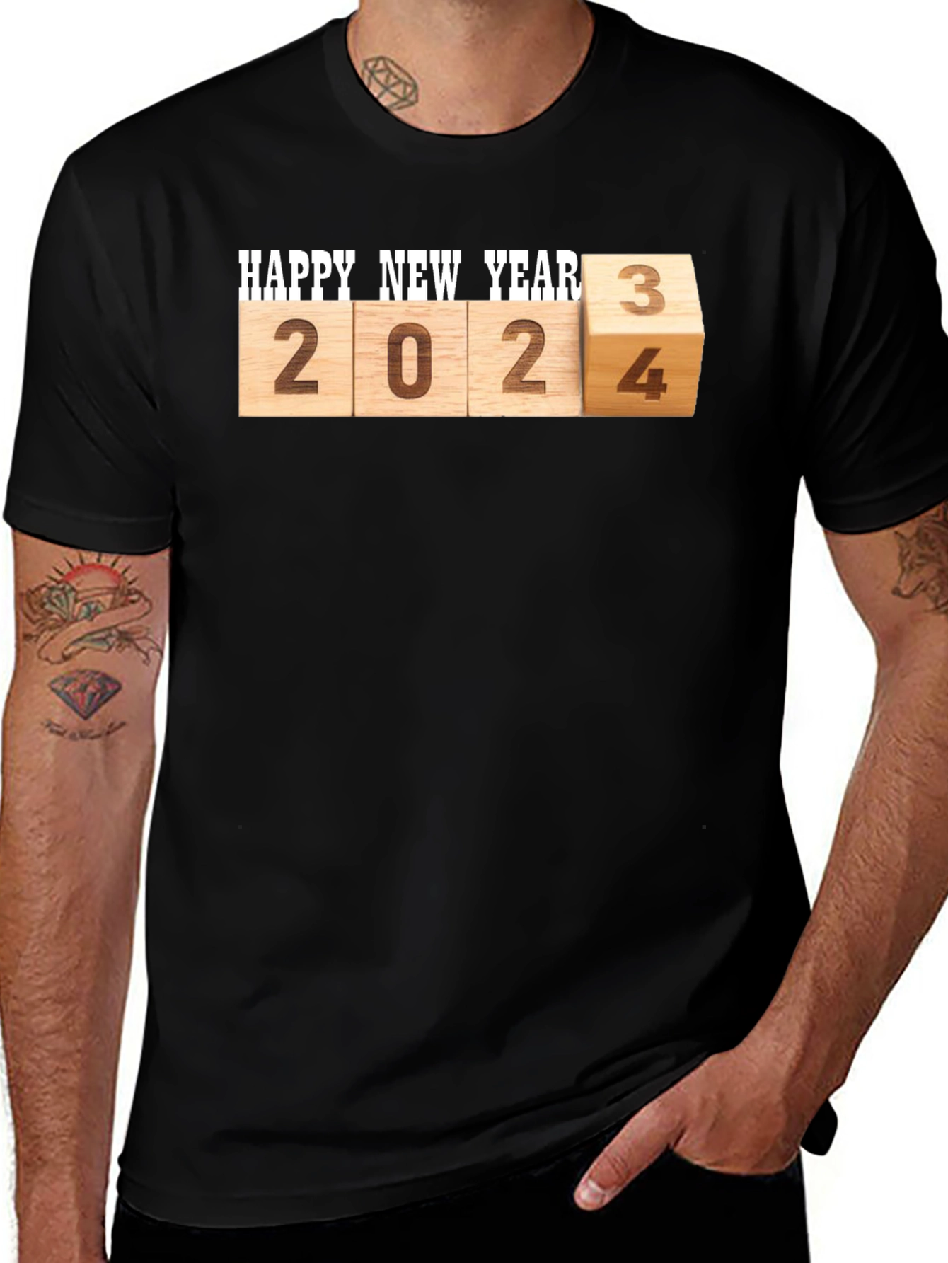 Camiseta Hombre Feliz Año Nuevo 2024/2023