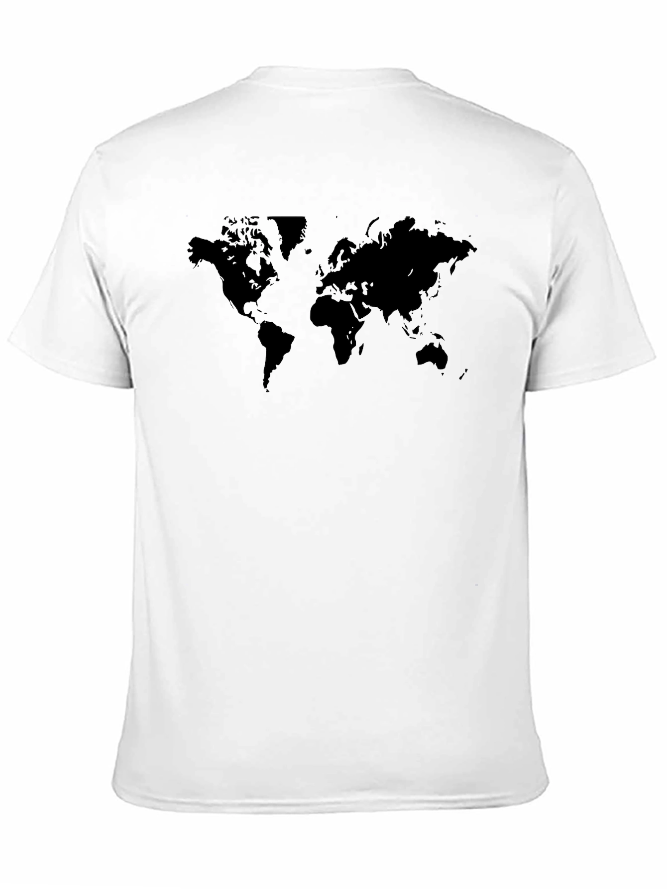 Camiseta Negra Mapa Mundial Casual Hombre