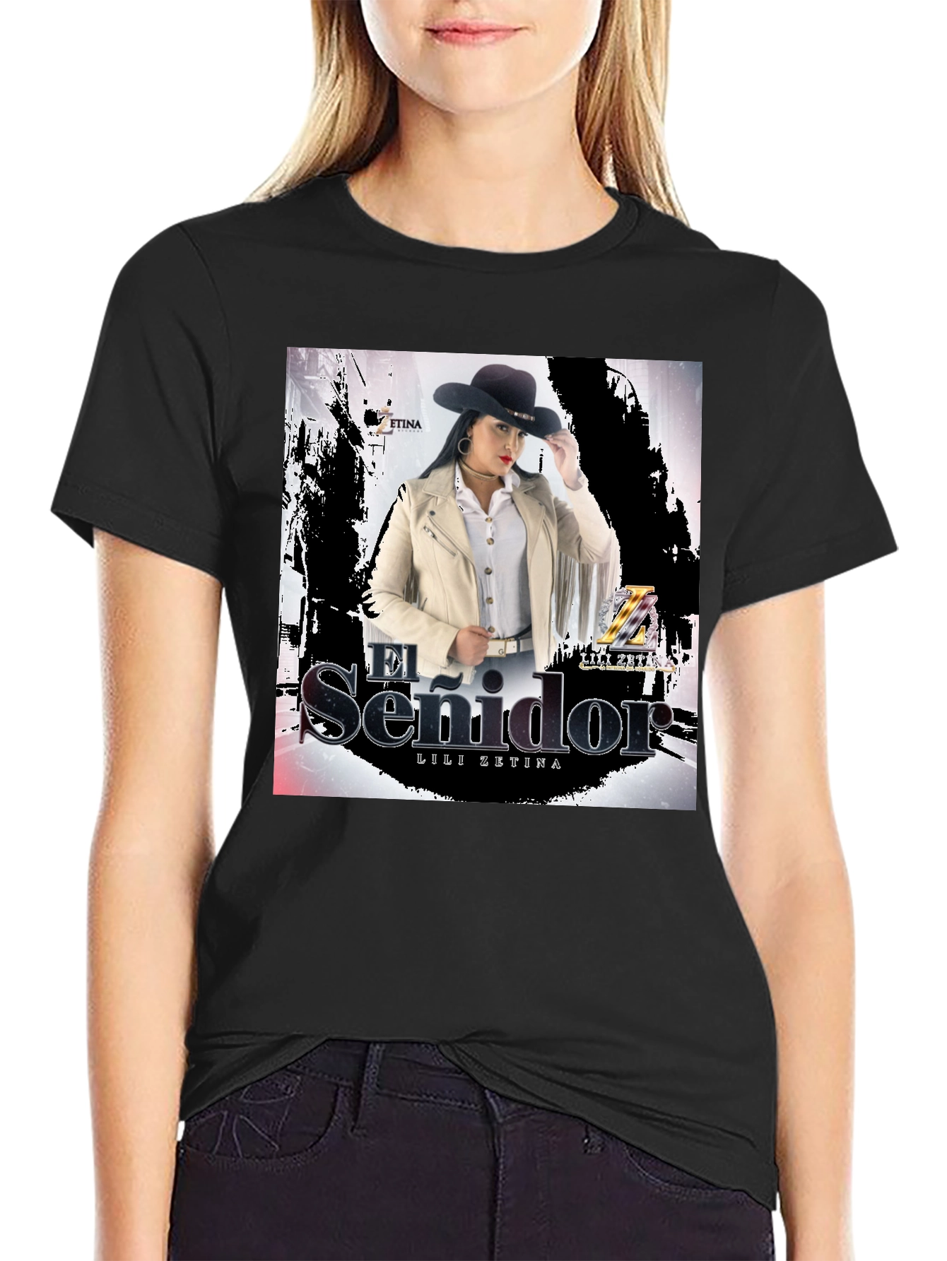 Camiseta Negra Unisex Lili Zetina El Senidor