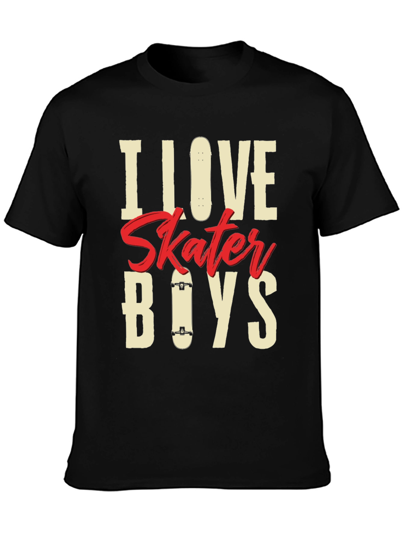 Camiseta Negra I Love Skater Boys para Hombre