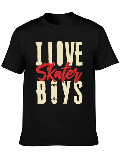 Camiseta Negra I Love Skater Boys para Hombre