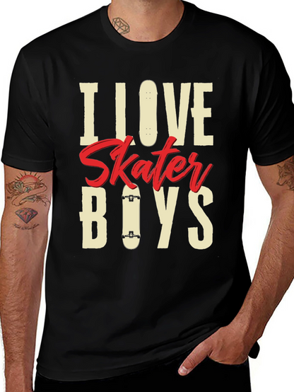 Camiseta Negra I Love Skater Boys para Hombre