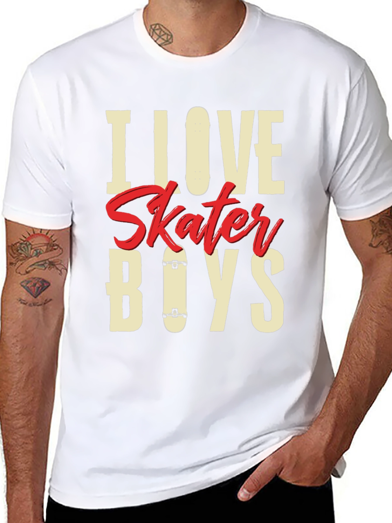 Camiseta Negra I Love Skater Boys para Hombre