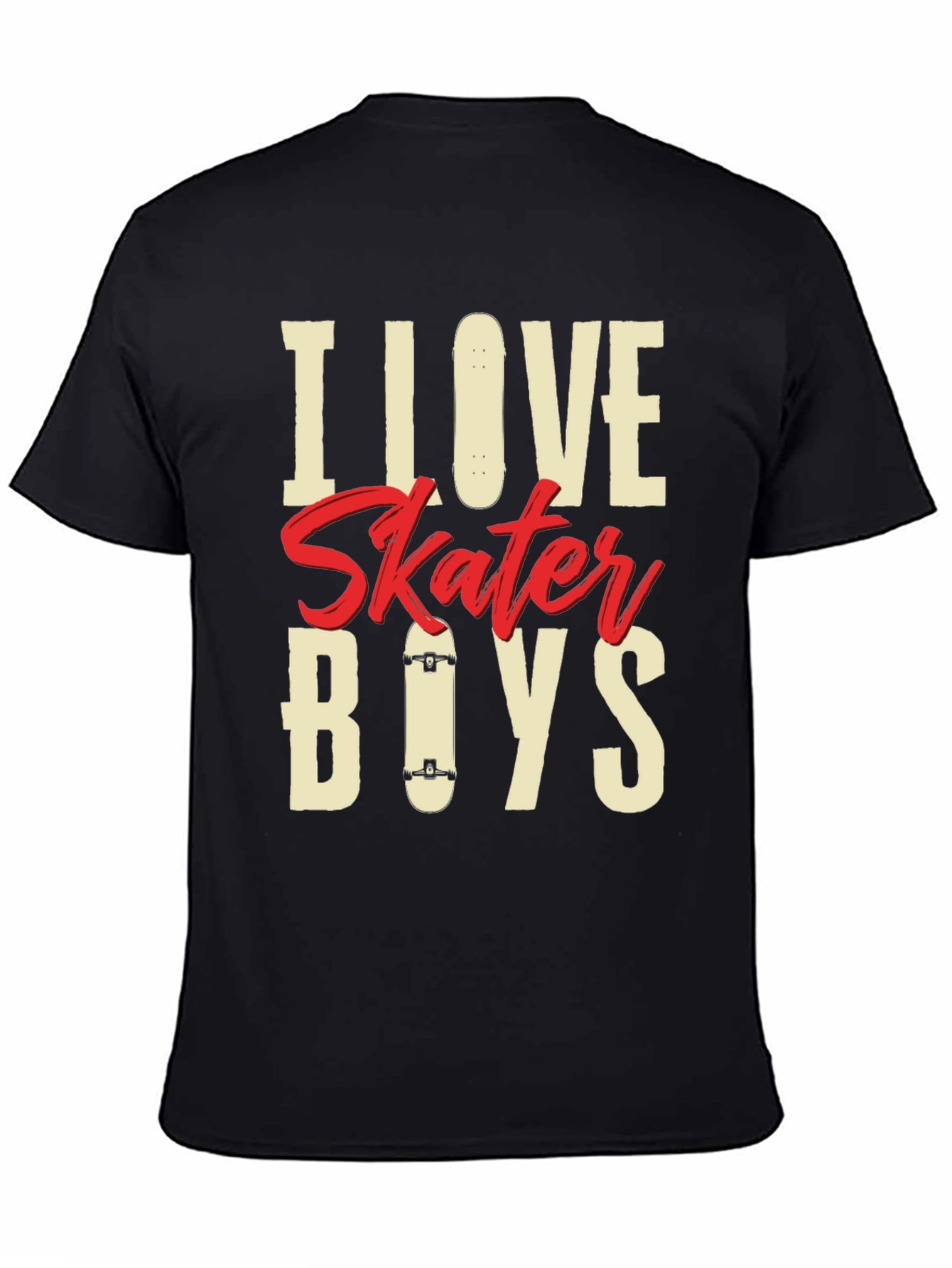 Camiseta Negra I Love Skater Boys para Hombre